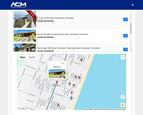Mapa da apresentação da ACM com posicionamento regional do imóvel
