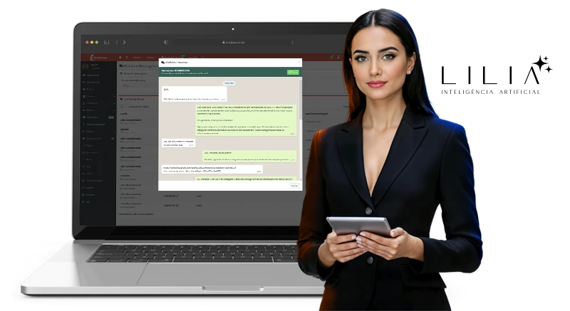 Agente de IA Lilia integrada ao WhatsApp da imobiliária com atendimento automatizado e CRM