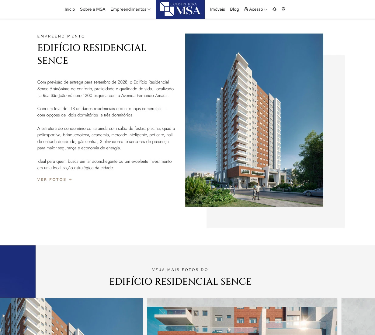 Destaque visual do site para construtora da Imobisis